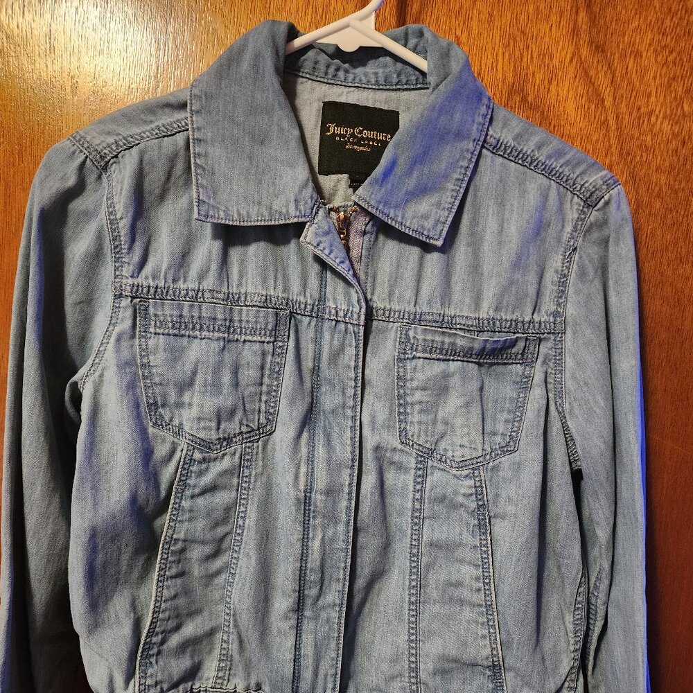 Women's Small Juicy Couture Black Label Full Zip Blue Denim Shacket